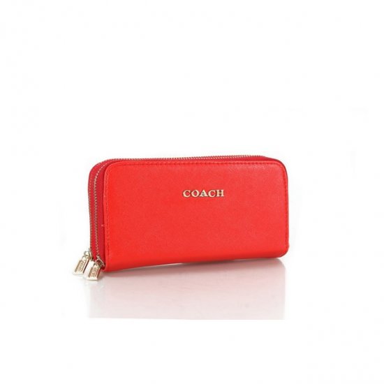 Coach Double Zip In Saffiano Small Red Wallets FFP | Coach Outlet Canada